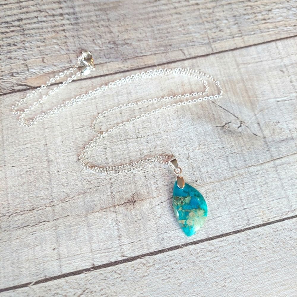 Chrysocolla Necklace Natural Gemstone Pendant - Picture 2 of 6